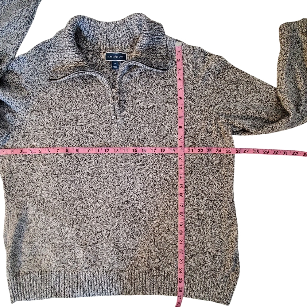 Karen Scott Sweater Womens 2X Pullover 1/4 Zip‎ Gray White Warm Layer Warm XXL - Picture 10 of 13